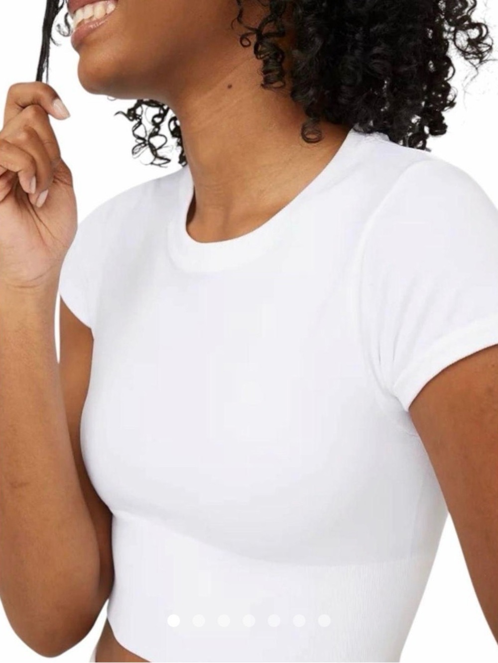 aerie White Ribbed Short Sleeve Cropped Tee